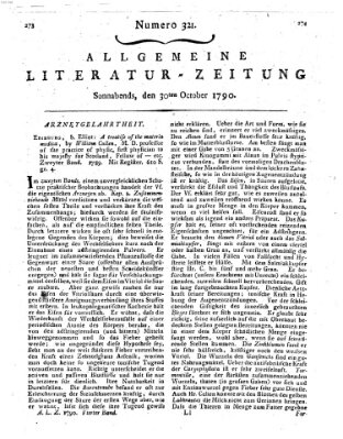 Allgemeine Literatur-Zeitung (Literarisches Zentralblatt für Deutschland) Samstag 30. Oktober 1790