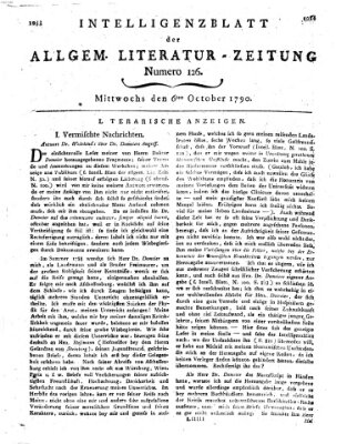 Allgemeine Literatur-Zeitung (Literarisches Zentralblatt für Deutschland) Mittwoch 6. Oktober 1790