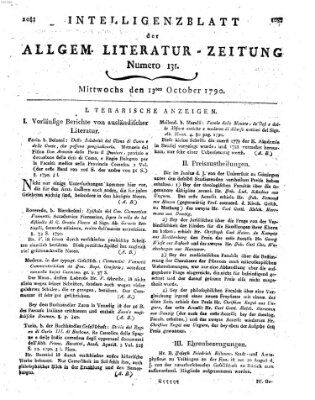 Allgemeine Literatur-Zeitung (Literarisches Zentralblatt für Deutschland) Mittwoch 13. Oktober 1790