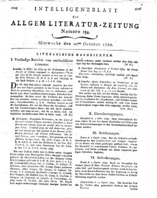 Allgemeine Literatur-Zeitung (Literarisches Zentralblatt für Deutschland) Mittwoch 20. Oktober 1790