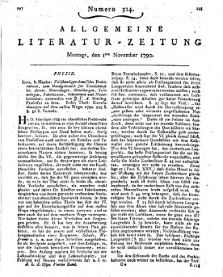 Allgemeine Literatur-Zeitung (Literarisches Zentralblatt für Deutschland) Montag 1. November 1790