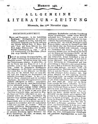 Allgemeine Literatur-Zeitung (Literarisches Zentralblatt für Deutschland) Mittwoch 17. November 1790