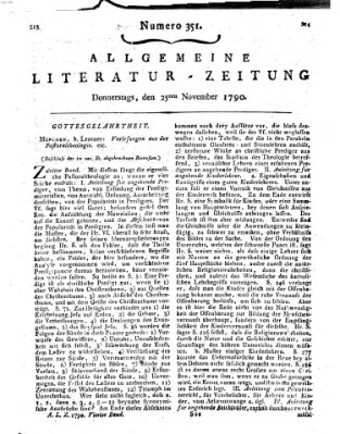 Allgemeine Literatur-Zeitung (Literarisches Zentralblatt für Deutschland) Donnerstag 25. November 1790