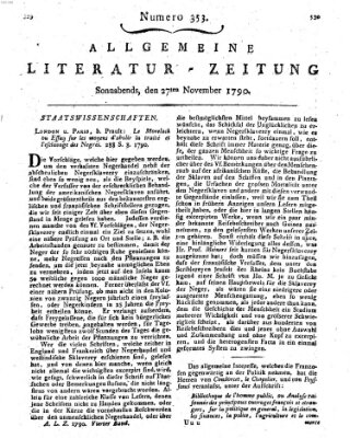 Allgemeine Literatur-Zeitung (Literarisches Zentralblatt für Deutschland) Samstag 27. November 1790