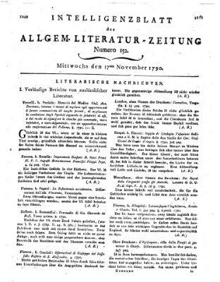 Allgemeine Literatur-Zeitung (Literarisches Zentralblatt für Deutschland) Mittwoch 17. November 1790