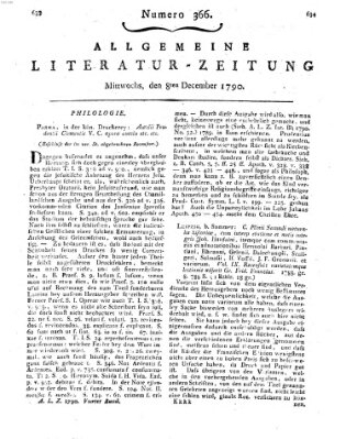 Allgemeine Literatur-Zeitung (Literarisches Zentralblatt für Deutschland) Mittwoch 8. Dezember 1790