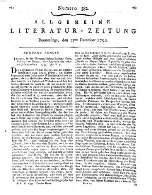 Allgemeine Literatur-Zeitung (Literarisches Zentralblatt für Deutschland) Donnerstag 23. Dezember 1790