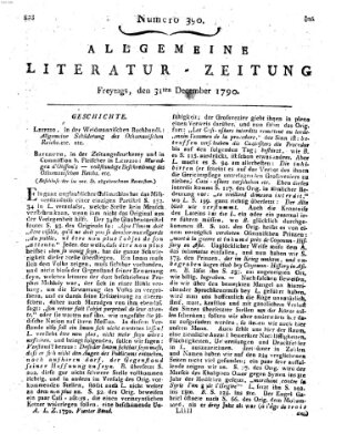 Allgemeine Literatur-Zeitung (Literarisches Zentralblatt für Deutschland) Freitag 31. Dezember 1790