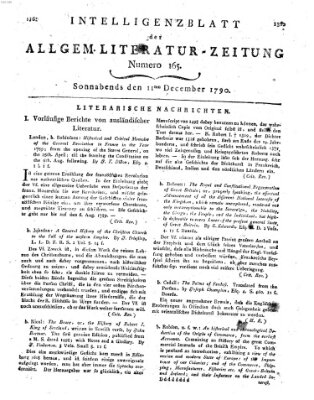 Allgemeine Literatur-Zeitung (Literarisches Zentralblatt für Deutschland) Samstag 11. Dezember 1790