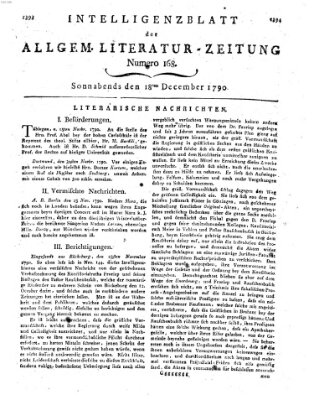 Allgemeine Literatur-Zeitung (Literarisches Zentralblatt für Deutschland) Samstag 18. Dezember 1790