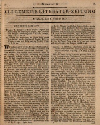 Allgemeine Literatur-Zeitung (Literarisches Zentralblatt für Deutschland) Freitag 7. Januar 1791