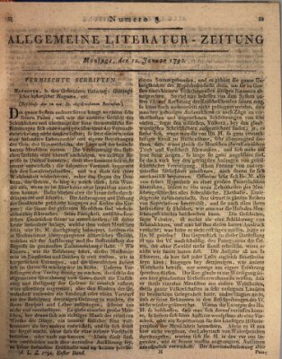 Allgemeine Literatur-Zeitung (Literarisches Zentralblatt für Deutschland) Montag 10. Januar 1791