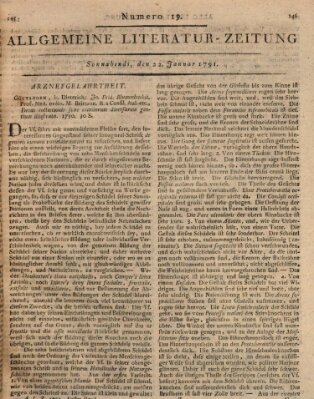 Allgemeine Literatur-Zeitung (Literarisches Zentralblatt für Deutschland) Samstag 22. Januar 1791