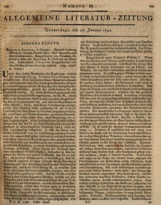 Allgemeine Literatur-Zeitung (Literarisches Zentralblatt für Deutschland) Donnerstag 27. Januar 1791