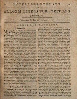 Allgemeine Literatur-Zeitung (Literarisches Zentralblatt für Deutschland) Samstag 29. Januar 1791