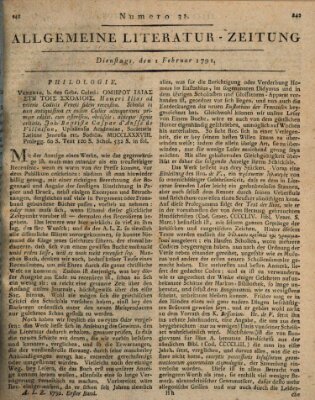 Allgemeine Literatur-Zeitung (Literarisches Zentralblatt für Deutschland) Dienstag 1. Februar 1791