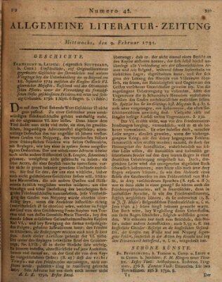 Allgemeine Literatur-Zeitung (Literarisches Zentralblatt für Deutschland) Mittwoch 9. Februar 1791