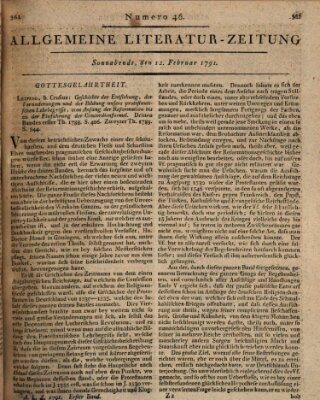 Allgemeine Literatur-Zeitung (Literarisches Zentralblatt für Deutschland) Samstag 12. Februar 1791