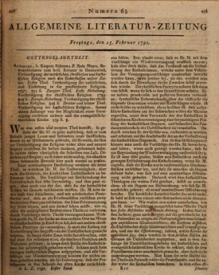 Allgemeine Literatur-Zeitung (Literarisches Zentralblatt für Deutschland) Freitag 25. Februar 1791