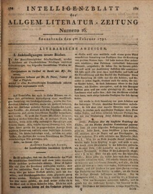 Allgemeine Literatur-Zeitung (Literarisches Zentralblatt für Deutschland) Samstag 5. Februar 1791