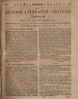 Allgemeine Literatur-Zeitung (Literarisches Zentralblatt für Deutschland) Mittwoch 23. Februar 1791