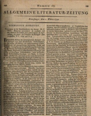 Allgemeine Literatur-Zeitung (Literarisches Zentralblatt für Deutschland) Dienstag 1. März 1791