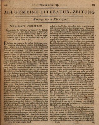 Allgemeine Literatur-Zeitung (Literarisches Zentralblatt für Deutschland) Montag 14. März 1791