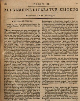 Allgemeine Literatur-Zeitung (Literarisches Zentralblatt für Deutschland) Mittwoch 16. März 1791