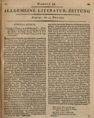 Allgemeine Literatur-Zeitung (Literarisches Zentralblatt für Deutschland) Freitag 25. März 1791