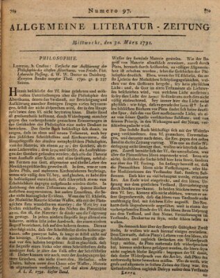 Allgemeine Literatur-Zeitung (Literarisches Zentralblatt für Deutschland) Mittwoch 30. März 1791