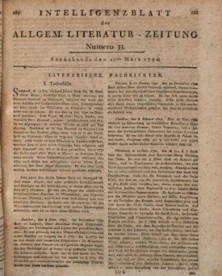 Allgemeine Literatur-Zeitung (Literarisches Zentralblatt für Deutschland) Samstag 12. März 1791