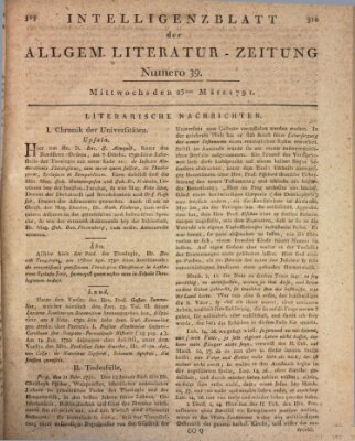 Allgemeine Literatur-Zeitung (Literarisches Zentralblatt für Deutschland) Mittwoch 23. März 1791