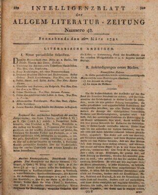 Allgemeine Literatur-Zeitung (Literarisches Zentralblatt für Deutschland) Samstag 26. März 1791