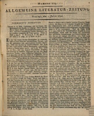 Allgemeine Literatur-Zeitung (Literarisches Zentralblatt für Deutschland) Freitag 1. Juli 1791