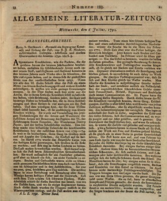 Allgemeine Literatur-Zeitung (Literarisches Zentralblatt für Deutschland) Mittwoch 6. Juli 1791