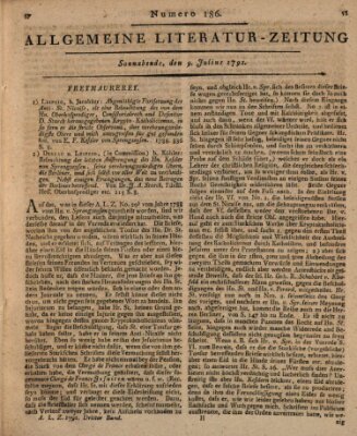 Allgemeine Literatur-Zeitung (Literarisches Zentralblatt für Deutschland) Samstag 9. Juli 1791