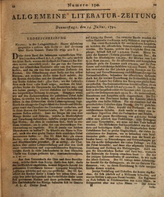 Allgemeine Literatur-Zeitung (Literarisches Zentralblatt für Deutschland) Donnerstag 14. Juli 1791