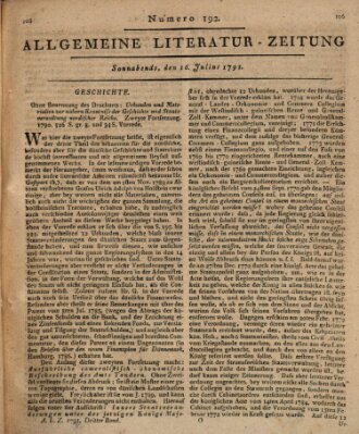 Allgemeine Literatur-Zeitung (Literarisches Zentralblatt für Deutschland) Samstag 16. Juli 1791