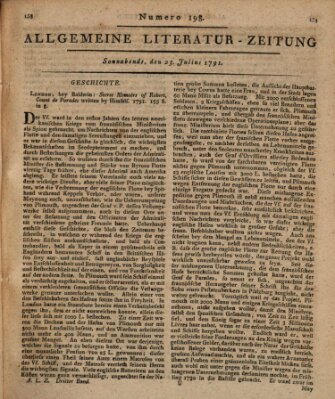 Allgemeine Literatur-Zeitung (Literarisches Zentralblatt für Deutschland) Samstag 23. Juli 1791