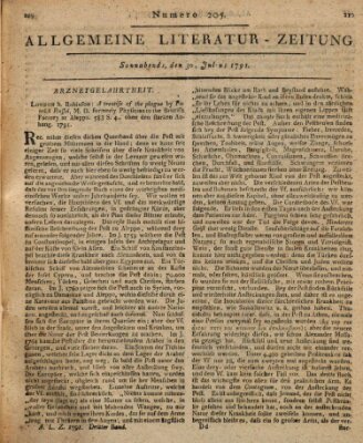 Allgemeine Literatur-Zeitung (Literarisches Zentralblatt für Deutschland) Samstag 30. Juli 1791