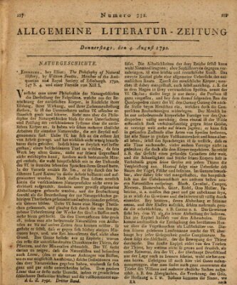 Allgemeine Literatur-Zeitung (Literarisches Zentralblatt für Deutschland) Donnerstag 4. August 1791