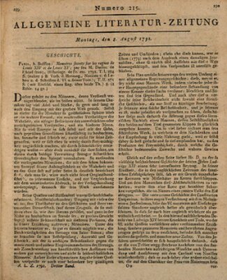 Allgemeine Literatur-Zeitung (Literarisches Zentralblatt für Deutschland) Montag 8. August 1791