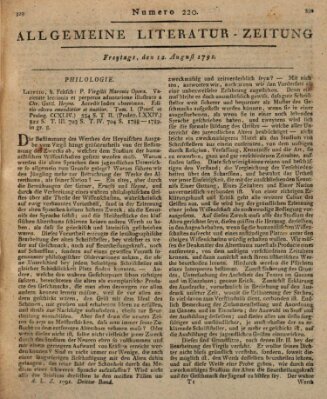 Allgemeine Literatur-Zeitung (Literarisches Zentralblatt für Deutschland) Freitag 12. August 1791