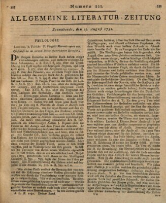 Allgemeine Literatur-Zeitung (Literarisches Zentralblatt für Deutschland) Samstag 13. August 1791