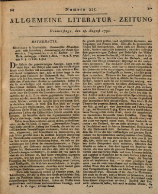Allgemeine Literatur-Zeitung (Literarisches Zentralblatt für Deutschland) Donnerstag 18. August 1791