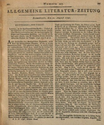 Allgemeine Literatur-Zeitung (Literarisches Zentralblatt für Deutschland) Samstag 20. August 1791