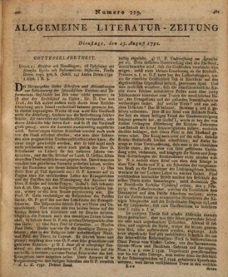 Allgemeine Literatur-Zeitung (Literarisches Zentralblatt für Deutschland) Dienstag 23. August 1791