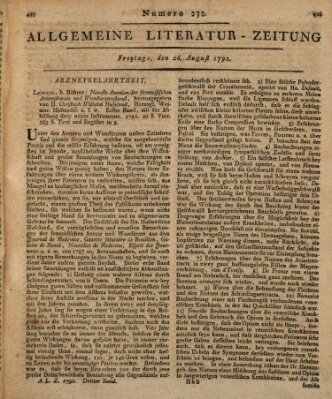 Allgemeine Literatur-Zeitung (Literarisches Zentralblatt für Deutschland) Freitag 26. August 1791