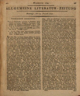 Allgemeine Literatur-Zeitung (Literarisches Zentralblatt für Deutschland) Montag 29. August 1791