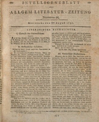 Allgemeine Literatur-Zeitung (Literarisches Zentralblatt für Deutschland) Mittwoch 3. August 1791